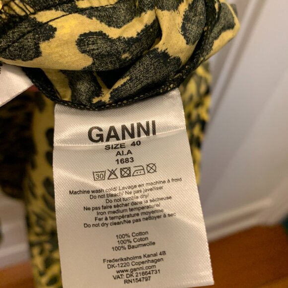 Women's Ganni Leopard Animal Print Cotton Mini Dress Size 40 L - Picture 6 of 6
